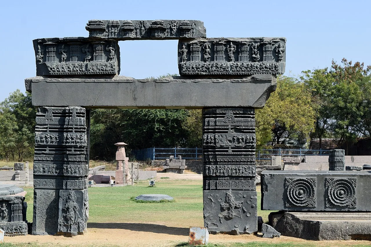 Carved stone gateway at Warangal Fort, known as Kakatiya Kala Thoranam, in Telangana